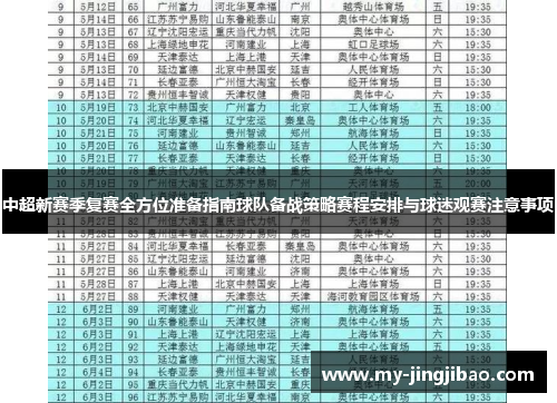 中超新赛季复赛全方位准备指南球队备战策略赛程安排与球迷观赛注意事项